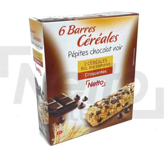 Barres aux céréales aux pépites de chocolat noir x6 138g - NETTO