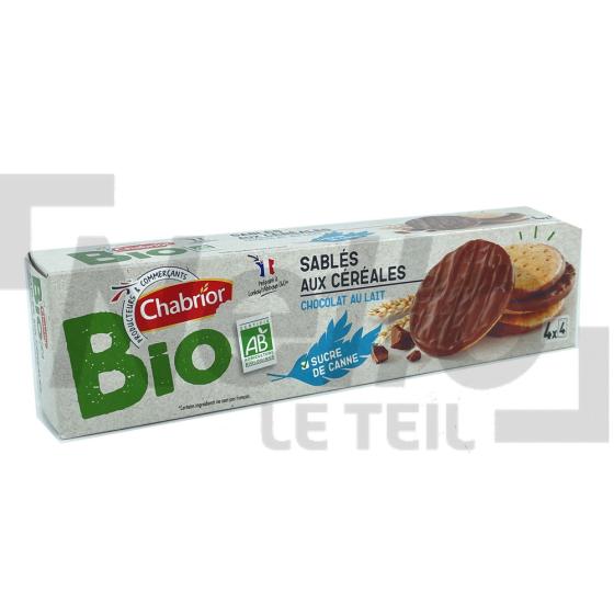 Biscuits sablés aux céréales Bio nappés de chocolat au lait x4 sachets de 4 biscuits 200g - CHABRIOR