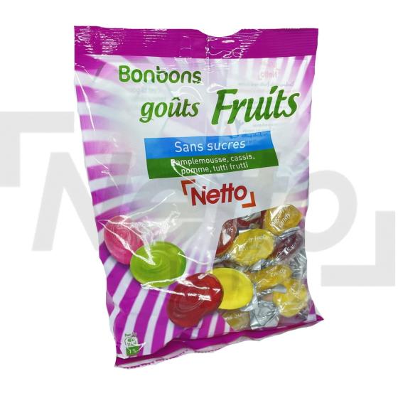 Bonbons goûts fruits pamplemousse/cassis/pomme/tutti fruitti sans sucres 150g - NETTO