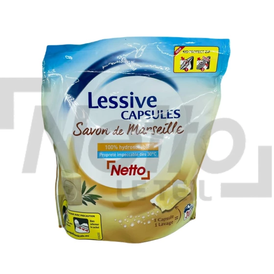 Capsules de lessive au savon de Marseille x30 73,5cl - NETTO