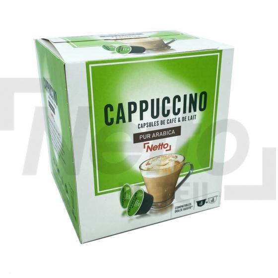 Capsules pour cappuccino x8 capsules de café et x8 capsules de lait 184g - NETTO