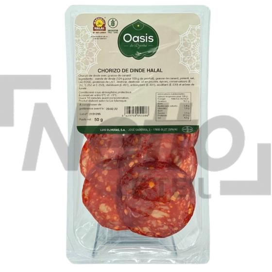Chorizo de dinde tranché 10 tranches Halal 50g - OASIS