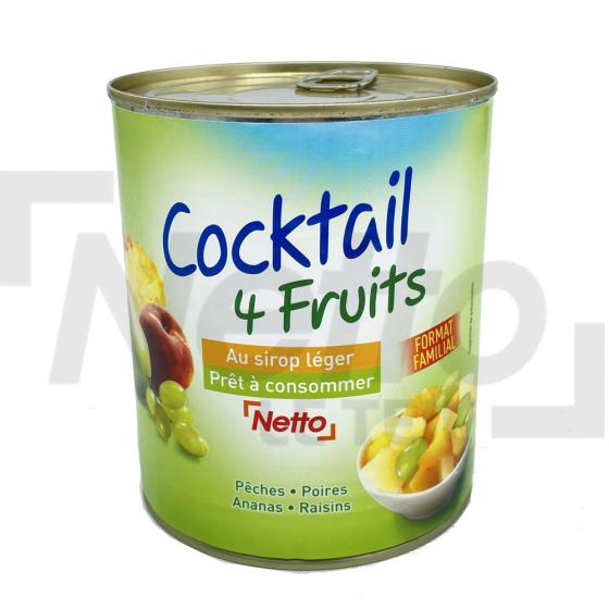 Cocktail aux 4 fruits pêches/poires/ananas/raisins au sirop format familial 500g - NETTO