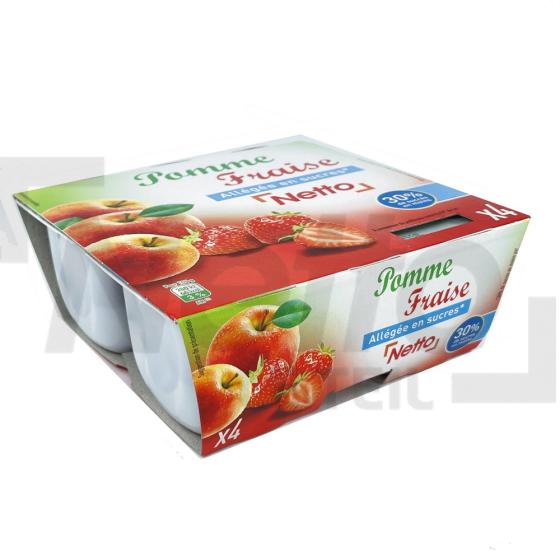 Compote en pots pomme/fraise allégée en sucres x4 400g - NETTO