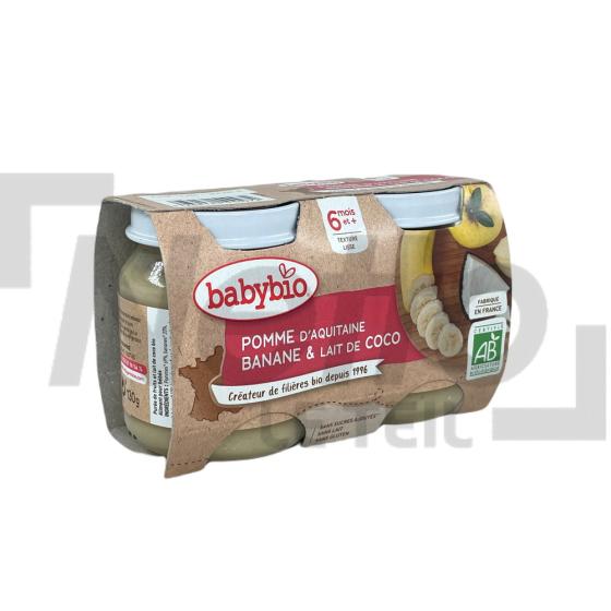 Compotes Bio à la pomme d'Aquitaine/banane et lait de coco x2 pot 260g - BABYBIO