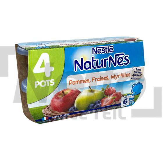 Compotes pommes/fraises/myrtilles sans sucres ajoutés dès 6 mois x4 pots 520g  - NATURNES