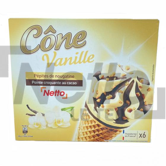 Cône vanille et pépites de nougatine x6 411g - NETTO