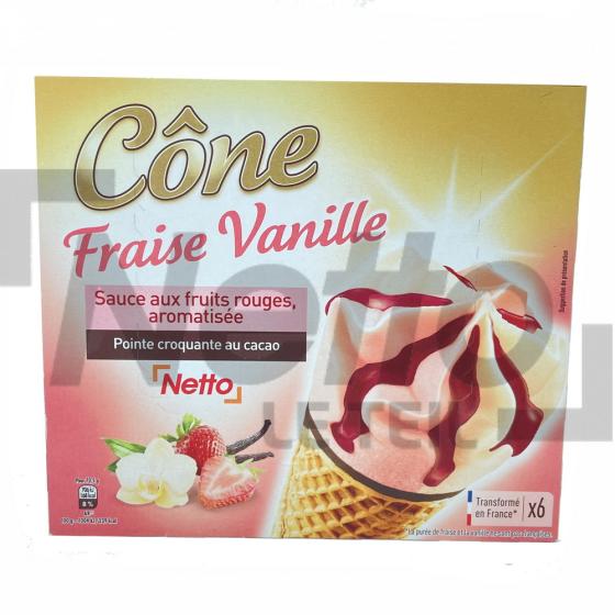 Cône vanille/fraise et sauce fruits rouges x6 423g - NETTO