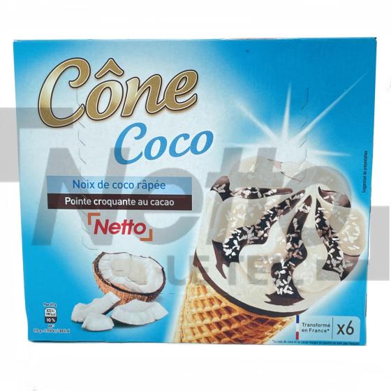 Cônes Coco et noix de coco râpée x6 414g - NETTO