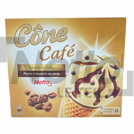 Cônes café et sauce café avec billes de chocolat x6 422g - NETTO