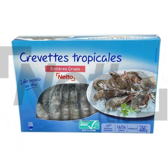 Crevettes tropicales entières crues 16-24 pièces 400g - NETTO