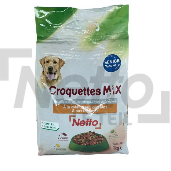 Croquettes mix à la volaille/céréales et légumes pour chien sénior 3kg - NETTO