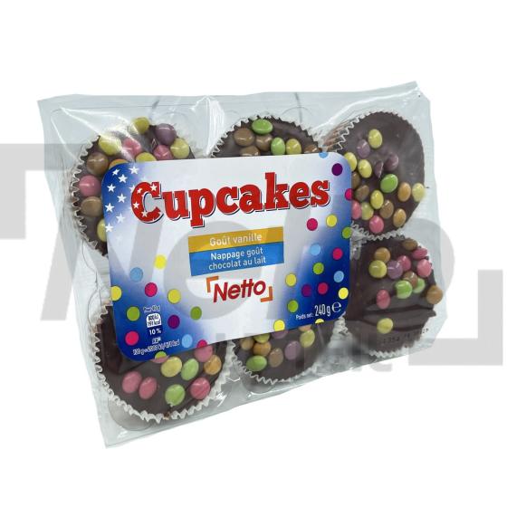 Cupcakes nappés au chocolat au lait avec des smarties goût vanille x6 240g - NETTO