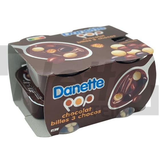 Danette POP crème dessert chocolat avec billes 3 chocos 4x117g - DANONE