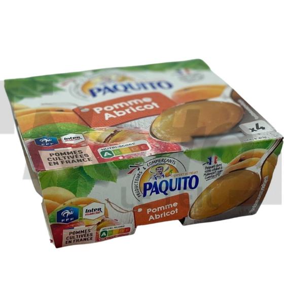Dessert de fruits/Compote fraîche l'essentiel saveur pomme abricot sans sucres ajoutés 4x100g - PAQUITO