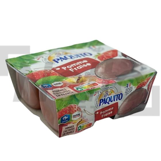 Dessert de fruits/Compote fraîche saveur pomme/fraise 4x100g - PAQUITO