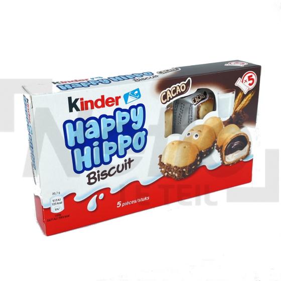 Gaufrettes happy-hippo fourrée au lait et cacao enrobées de pépites au cacao x5 104g - KINDER