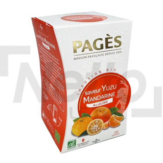 Infusion Bio saveur yuzu/mandarine acidulée x20 sachet 30g - PAGES
