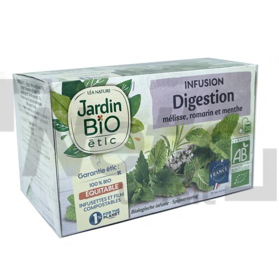 Infusion digestion Bio au mélisse/romarin et menthe x20 sachets 30g - JARDIN BIO