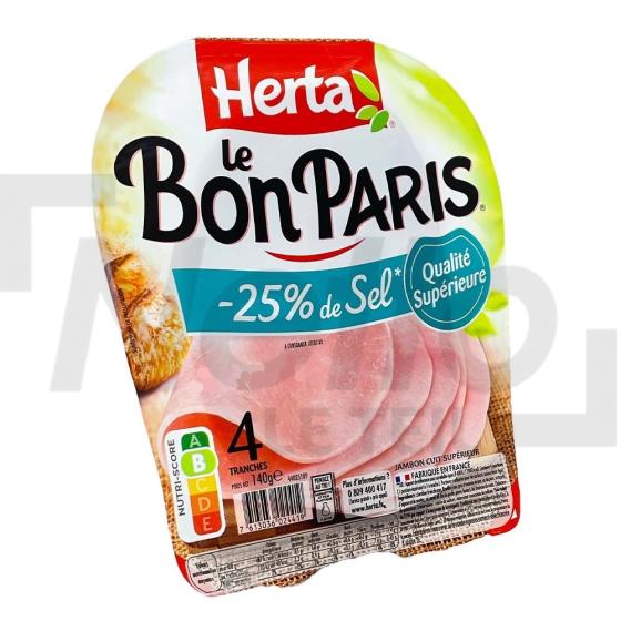 Le Bon Paris jambon cuit réduit en sel sans couenne 4 tranches 140g - HERTA