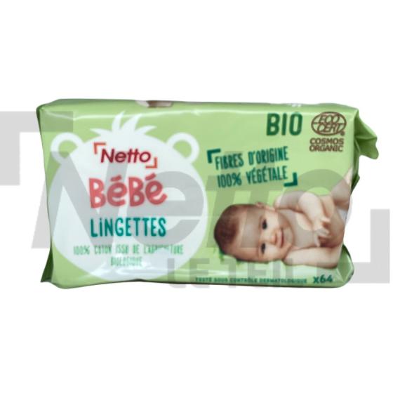 Lingettes Bio pour bébé x64 - NETTO