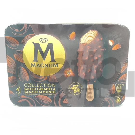 Magnum saveur caramel beurre salé enrobé aux amandes x4 296g - MAGNUM