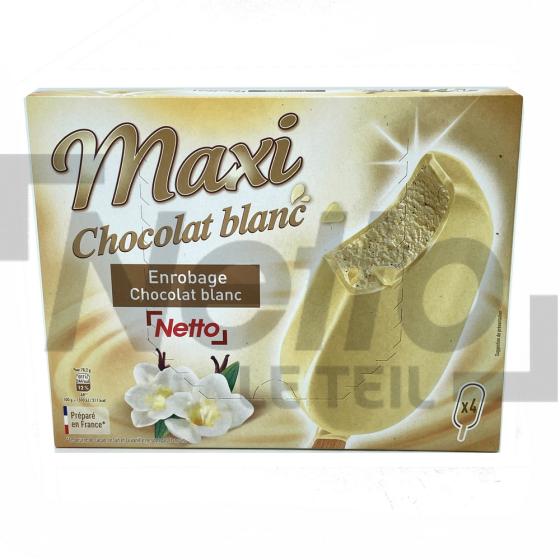 Maxi chocolat blanc glaces saveur chocolat blanc et enrobage x4 313g - NETTO