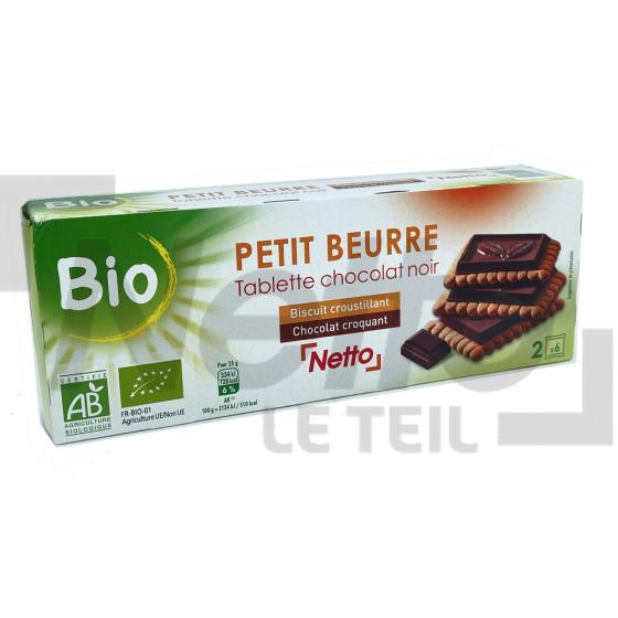 Petit beurre avec tablette de chocolat noir Bio x2 sachets de 6 biscuits 150g - NETTO