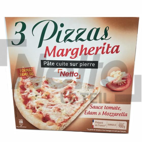 Pizza Marguerita pâte cuite sur pierre format familial x3 900g - NETTO