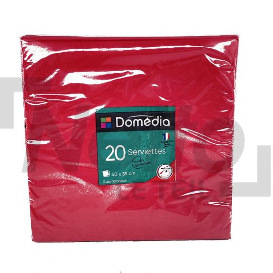 Serviette rouge x20 40x39cm - DOMEDIA