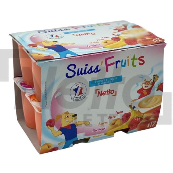 Suiss'Fruits fromage frais aux fruits multi-saveurs 2,9% MG 12x50g - NETTO
