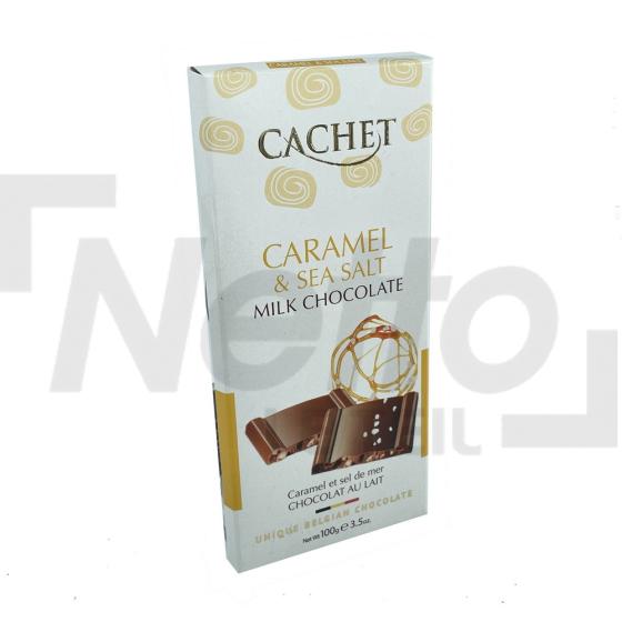 Tablette de chocolat au lait aux éclats de caramel et fleurs de sel 100g - CACHET