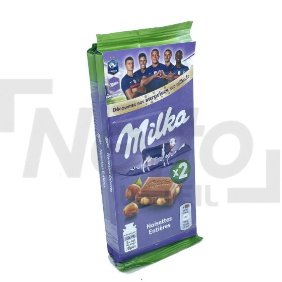 Tablette de chocolat au lait du pays Alpins avec noisettes entières x2 200g - MILKA