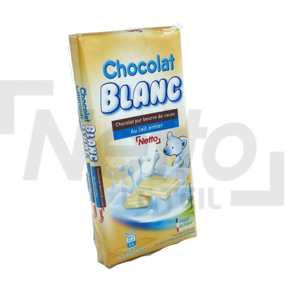 Tablette de chocolat blanc pur beurre de cacao x2 200g - NETTO