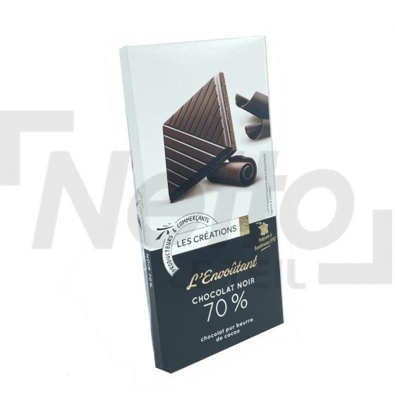 Tablette de chocolat noir 70% de cacao l'envoûtant 100g - LES CRÉATIONS