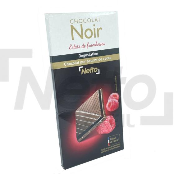 Tablette de chocolat noir dégustation aux éclats de framboises 100g - NETTO