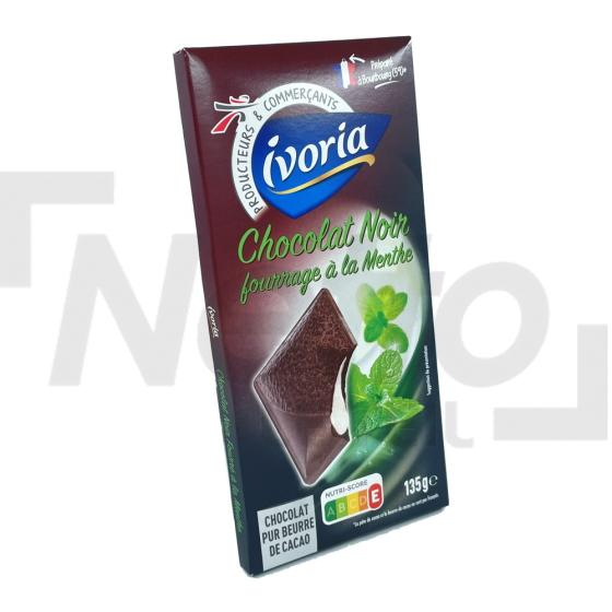 Tablette de chocolat noir fourrage à la menthe fondante  135g - IVORIA