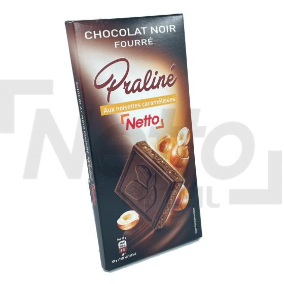 Tablette de chocolat noir fourrée praliné aux éclats de noisettes caramélisés 150g - NETTO