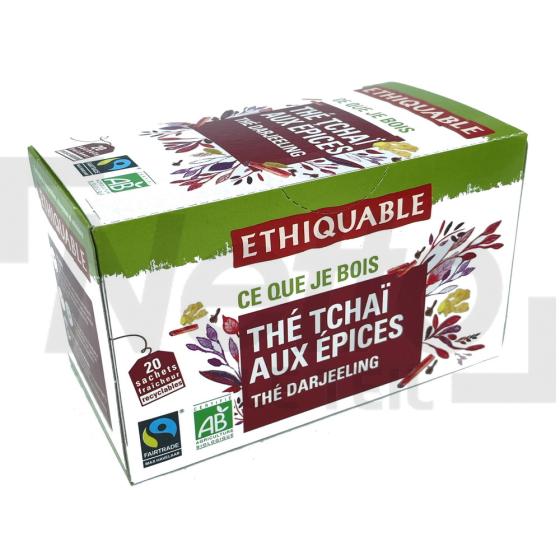 Thé tchaï aux épices Bio de Djarjeeling x20 sachets recyclables 36g - ÉTHIQUABLE