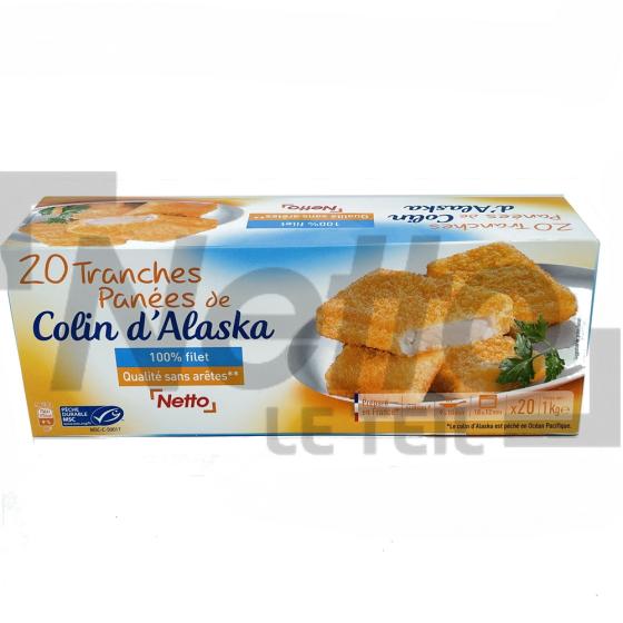 Tranches panées de Colin d'Alaska x20 1kg - NETTO