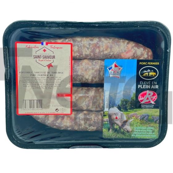 Véritable saucisse de Toulouse de porc fermier x4 environ 500g - SAINT SAUVEUR
