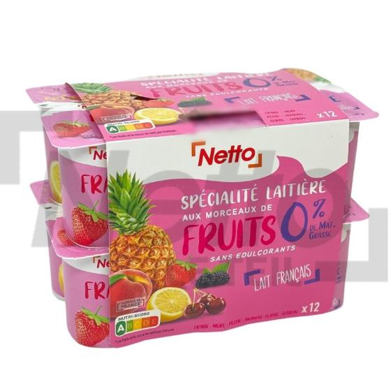 Yaourt aromatisé aux morceaux de fruits multi-saveurs 0% 12x125g - NETTO