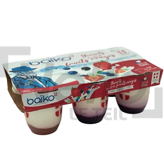 Yaourt au lait entier sur lit de fruits rouges 6x125g - BAIKO
