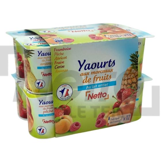 Yaourt brassé aux morceaux de fruits multi-saveurs 12x125g - NETTO